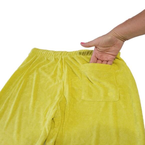 Andie Swim The Crop Pant Women XS Yellow Lime Green Terrycloth Oversized Lounge - Picture 4 of 8